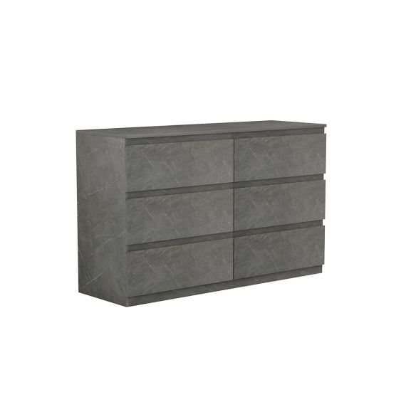 Cómoda de 6 Cajones con Amplio Espacio de Almacenaje - Mármol Gris - 120x40x75 cm - Mueble Moderno para Dormitorio.