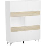 Mueble Vitrina para Salón o Comedor, Aparador cocina, Color Roble y Blanco, Medidas: 120 cm (An) x 150 cm (Al) x 40 cm (Fon)