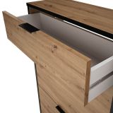 Mueble Zapatero de Entrada – 2 Puertas y 1 Cajón | Color Roble/Pizarra | 110 x 90 x 24,5 cm